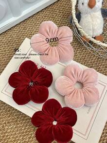 1个纯色山茶花印花大号3D海绵发圈,优雅甜美女孩圆形发髻绳,休闲优雅褶皱荷叶边马尾辫装饰,涤纶纤维发圈马尾辫发绳发圈橡皮筋发圈发圈弹性发绳发饰头饰弹力带 - 彩色 - 查看 28