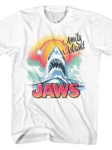 Jaws Beachy Airbrush White Adult T-Shirt - 白色 - 查看 1