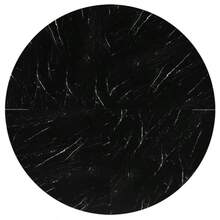 Round Dining Table (1 Piece) Kitchen Table Breakfast Table Metal Legs Marble Look Black/White - Black - View 10