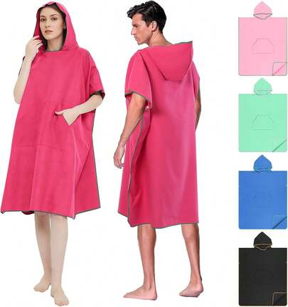 EstiloTendencia110 * 90Cm Albornoz Poncho De Surf Con Capucha Y Bolsillos, Albornoz Playa De Microfibra Absorbente Y Secado RáPido A Prueba De Arena, Apto Para Surf, NatacióN, Juegos AcuáTicos, BañO Y PlayaCalidad PremiumVersióN Mejorada