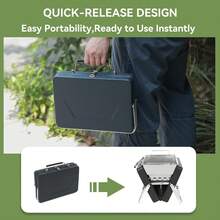 REDSUN Portable Foldable Charcoal Grill, Sturdy Stainless Steel Outdoor BBQ Rack, Folding Home/Camping Barbecue Oven