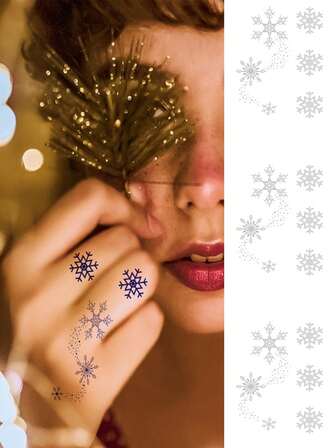 3 แผ่น/ชุด, สติกเกอร์รอยสัก, ลายเกล็ดหิมะที่สวยงามและสมจริงในฤดูหนาว, การออกแบบศิลปะบนร่างกายมนุษย์, รอยสักแบบไม่ถาวรติดทนนานแบบด้าน, ของขวัญที่เหมาะ, เป็นมิตรกับผู้เริ่มต้น