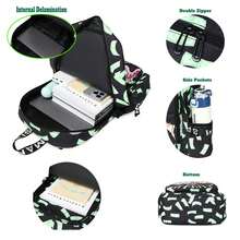Shark Mouth Fashion Backpack For Boys Girls, Camo Big Capacity Bookbag Travel Laptop Daypack - Màu xanh Bạc hà - Xem 6