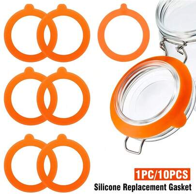 10PCS Replacement Kilner Jar Rubber Seals Orange Fit 0.35,0.5,1,1.5,2 Ltr Clip Top