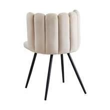 CLIPOP Single Dining Chair Velvet, Bedroom Makeup Vanity Chair With Padded Back And Metal Legs, Grey Shell Chair For Dressing Table Living Room Kitchen - Apricot - View 4