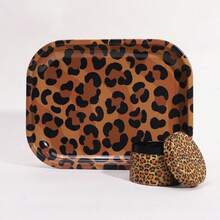 Rolling Tray Set, For Leopard Pattern Lovers | Includes 180*140mm Rolling Tray, 4-Layers Aluminum Alloy Grinder | Smoking Accessories Kit, For Friends, Families, And Smokers - 彩色 - 查看 2