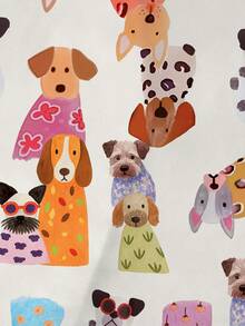 2pcs Tween Girl Pajama Set, Cute Colorful Dog Print Design, Loose Fit Short Sleeve Shorts, Casual Outfit With Turndown Collar Cardigan, Suitable For Boys And Girls, Everyday Wear, Sleepovers, Holidays - White - View 8