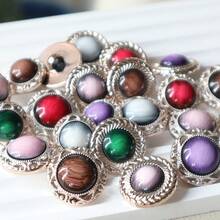 10pcs Multihued Ombre Resin Round Metal Shank Buttons, Suitable For Sweaters, Cardigans & Coats - Multicolor - View 6