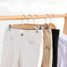 9pcs Wooden Pants Clips Multifunctional Clips Wooden Clothes Hanger - Yellow 3 - View 3