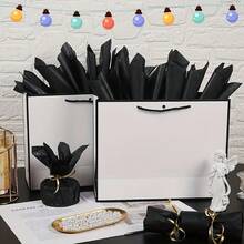 10/20/40张装黑色闪光箔纸 - 20英寸 x 14英寸光面包装纸，含闪光粉，优雅的工艺用品，适用于礼品袋、婚礼、生日、情人节、派对装饰和礼品包装 | 精致的箔纸设计 | 耐用