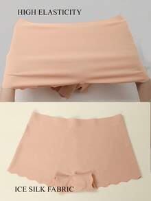 2pcs Comfortable Safety Shorts For Women Antiexposure Soft Safety Panties Elastic Boyshort Underwear Briefs For Women Knickers Women Underpants Summer Solid Color Stretchy Comfortable Antiexposure Safety Shorts - Apricot - View 6