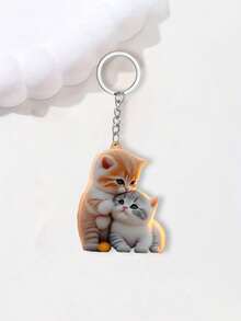 1pc/2pcs Cute Cartoon Cat Acrylic Keychains, Cute Cat Accessory Bag Pendants, Fashionable Backpack Pendants, Handbag Pendant Decorations, Wallet Pendants, Couple Pendant Keychain Gift Bag Accessories Waterproof, With Lobster Clasps, Ideal Gifts For Family And Friends, Perfect Choice For Birthdays And Special Occasions, Back To School Gifts, Christmas Gifts, Halloween Gifts