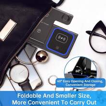 无线充电支架 3 合 1 可折叠充电板 LED 灯 15W 快速充电站 兼容 17 16 15 14 13 12 8 X 9 8 7 Airprods - 黑色 - 查看 9