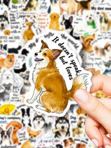 50Pcs Dog Stickers, Humorous Stickers Fun Stickers Reading Stickers Sarcastic Stickers Motivational Stickers Vinyl Waterproof For Laptop Phone Car Skateboard Water Bottles Scrapbooking Computer Journaling,School Supplies,Back To School - Multicolor - View 2
