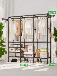 Perchero Organizador De Ropa 3 Puertas Armario Closet Rack - Negro - Ver 5