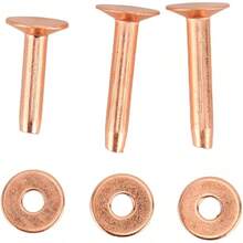 Kit de Rebabas de Remaches de Cobre, 40 Juegos de Remaches de Cobre, Tuercas, Remaches, Espaciadores, Remaches de Cuero, Tachuelas con Perforador, Herramienta Artesanal de Cuero (Estilo C) - Estilo C - Ver 9