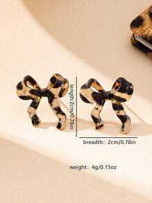 1 Pair Fashionable Minimalist Metal Leopard Print Bow Pendant Earrings, Suitable For Women And Teenage Girls, Daily And Party Wear - Multicolor - View 4