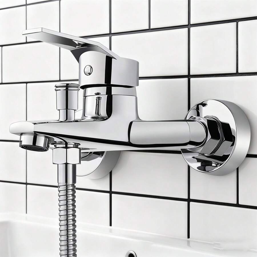 Premium Wall-Mounted Shower Mixer Faucet, Zinc Alloy Chrome Polished Anti-Rust, Hot/Cold Water Bathroom Valve Easy To Install Bathroom Accessories Bathroom Tools - Multicolor - View 1