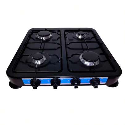 Shorbull Gas Stove Grill Table, White & Black, Economical, 4 Burners