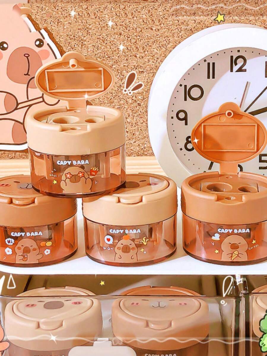 1/3PCS Capybara Fun Flip Flip Double Hole Pencil Sharpener Elementary School Cartoon Creative Mini Sharpener Pen Sharpener Pen Sharpener