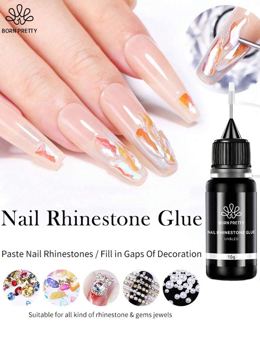 BORN PRETTY 10克美甲水钻胶，超强凝胶美甲饰品宝石3D闪亮凝胶美甲装饰水晶珠 - 無色 - 查看 1