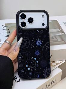 Moon1pc 时尚简约个性化蓝紫色星空图案荔枝纹理防水防震防滑软手机壳，适合作为生日、节日礼物送给朋友、家人、情侣，兼容苹果/ - 彩色 - 查看 1