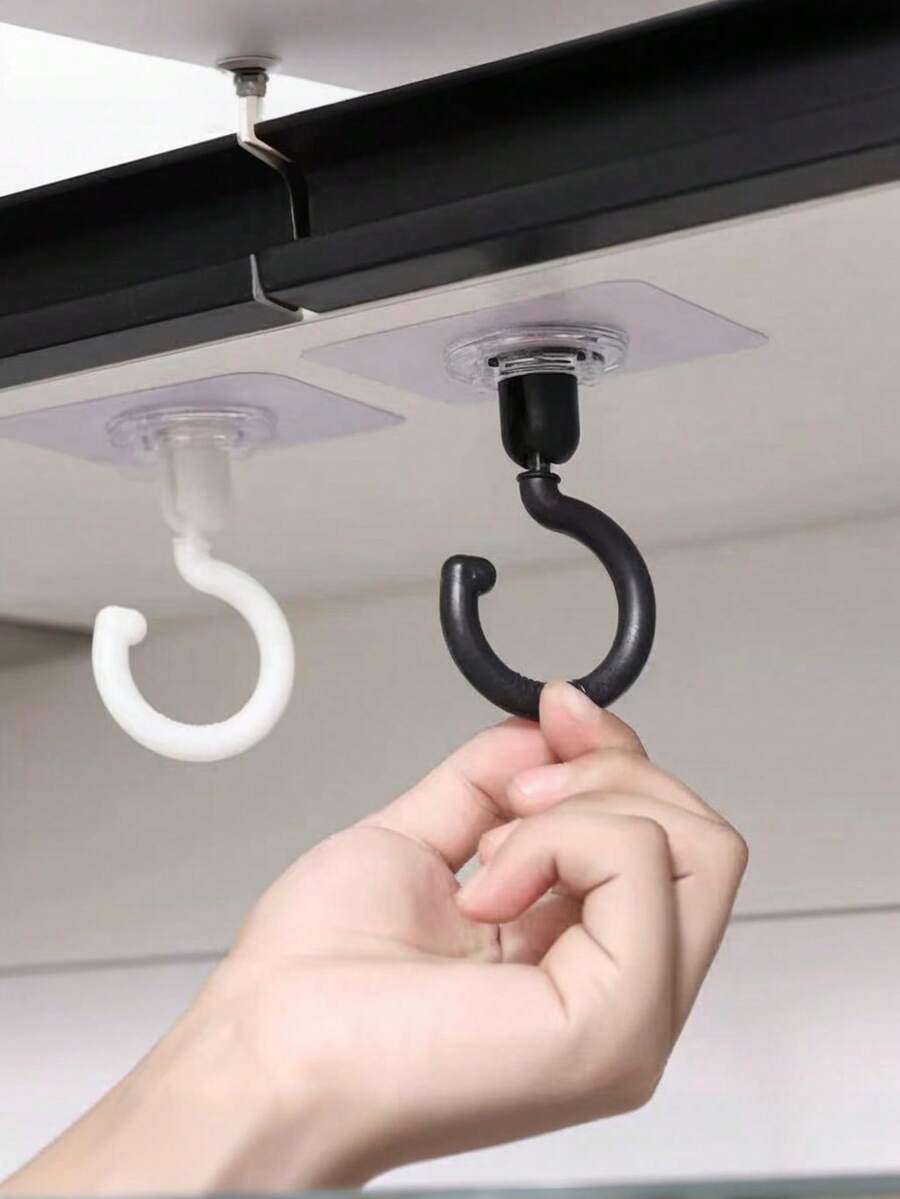 1pc Rotating Hooks, Non-Perforated Large Mosquito Net And Curtain Hooks, Home Sticky Coat Hooks, Bathroom Decoration, Foldable, Non-Drilling Multi-Functional Rack Belts, Ties, Underwear, Bags, Scarves, Clothes, Storage Hooks, Coat Hangers - Multicolor - View 1