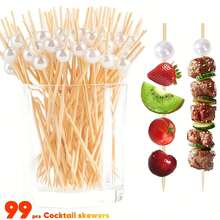 100/20pcs Bamboo Skewers, Wooden Bamboo Sticks, 9cm/12cm/15cm Elegant Flat Chopsticks, Suitable For Party, Drinks, Sandwiches, Fruits, BBQ, Cooked Food Trays, School Supplies, Kebabs, Sausages, Snacks, Hot Pot, Etc. Natural Wooden Bamboo Sticks, Mini Food