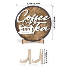 1 pieza Señal de madera 3D rústica "Pero primero, café" para decoración del hogar y la cocina, señal redonda de barra de café para decoración de bandeja escalonada, mejor regalo - Multicolor - Ver 10