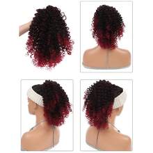 14英寸女士卷发马尾接发 - 蓬松合成非洲卷发抽绳马尾，带两个夹子，卷发，适合各种时尚发型，马尾接发 - 彩色 - 查看 3