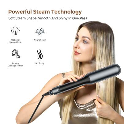 UKLISS مكواة بخار 2 في 1 - أداة ترطيب ذات لمعان درجة صالون لجميع أنواع الشعر (110 فولت - 240 فولت)