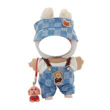 17cm Plush Doll Pendant With Changeable Outfits, Floral Hat & Denim Overalls Series (Doll Not Included) - Multicolor - View 15