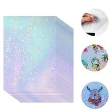 50 Hojas Hojas Holográficas Laminadas En Frío Tamaño A4, Láminas Autoadhesivas, Lámina Láser Laminada En Frío, Lámina Estrella - Unitalla - Ver 11