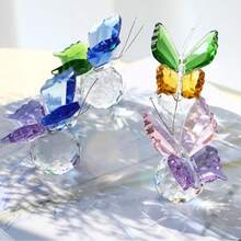 1 Piece Crystal Flying Butterfly With Crystal Ball Base Figurine Collection Cut Glass Ornament Statue Animal Collectible - 1 Piece - View 12