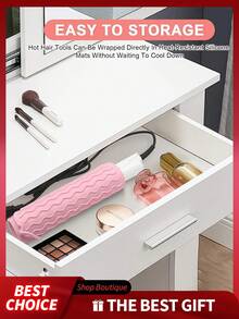 1pc Silicone Heat Resistant Mat, Hair Straightener Heating Pad, Curling Iron Insulation Pad, Styling Tool Cushion, Heat Resistant Mat For Hair Straightener And Curling Iron, Hair Styling Pad And Heat Insulation Mat,Makeup Bag,Travel Essential - Multicolor - View 10