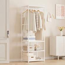 1 件多功能金属衣架，可调节杆，双层存储设计，防滑轨道，带锁定轮，家用展示架 - 彩色 - 查看 17