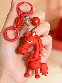 Weicher Gummi Pferde Schlüsselanhänger - leichtes und weiches Material, (schwarz & rot Farbe) süßer kleiner Pferde Schlüsselanhänger - kann an Rucksäcken, Schlüsseln und Autos als Dekoration aufgehängt werden, glücksbringender Pferde Maskottchen für das Jahr des Pferdes, geeignet als Geburtstags-, Valentinstags-, Weihnachtsgeschenk für Freunde - Verschiedenfarbig - Übersicht 9