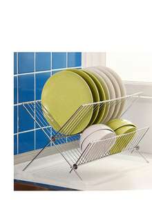 Foldable Kitchen Dish Rack, Home Dish Plate Storage Organizer, Cutlery Drainer - Silver - View 5