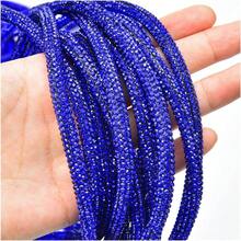 6mm Glass Cord Rope Applique Colorful Tube Trim Strass Bridal Dress Clothes Hairpin Shoes Bags Color: Green, Size: 1 yard - Verde + 1 yarda - Ver 6