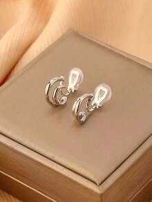 1 para modnych nowych, dwuwarstwowych, półokrągłych miedzianych kolczyków na klipsy dla kobiet, eleganckie, wysokiej jakości kolczyki wyszczuplające, odpowiednie do noszenia na co dzień, prezent świąteczny