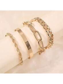 Set Of Metal Bracelets, Women's Bracelets, Niche Design, New Simple European And American Styles. - 彩色 - 查看 5