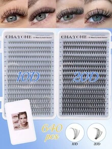 640/608/544片装簇状假睫毛套装,包含胶水、定型液、镊子、睫毛刷、混合款式睫毛册,易于使用,方便旅行携带,柔软自然的睫毛嫁接套装,新手友好,浓密蓬松经典款睫毛套装,可在家DIY,浓密假睫毛适用于专业、日常、婚礼、派对、角色扮演妆容。 - 彩色 - 查看 13