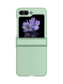 1pc Solid Color PC Foldable Phone Case, Protecting And Preventing Falls For:SamsungGalaxy Zflip 3/Zflip 4/Zflip 5/Zflip 6/Zflip 7/Zflip 8/ Find N3 Flip/ Find N2 Flip/ Razr 50 Ultra/ Razr 40 Ultra/ Razr 40/ Razr 50/ X Flip - Light Green - View 6