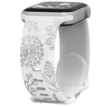 1pc Soft Silicone Watch Band With Carved Floral Pattern, Adjustable Buckle Strap, Compatible With Series 8 , Dandelion Flower Engraved Design - Multicolor - View 17