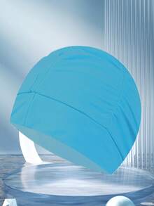 1pc Waterproof Black Fitness Swimming Cap,Cloth Swimming Caps,Pressure-Free Gentle Cloth Swim Cap, High Stretch Fabric Without Tightening Head, Premium Swimming Cap - Multicolor - View 9