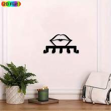 CIF BUY 1 件复古嘴唇钥匙架墙饰 - 重型黑色金属嘴唇钥匙收纳架，带 5 个挂钩，坚固耐用，适合玄关装饰，灵感源自口红设计，也适用于走廊、卧室 - 情人节理想礼物 - 彩色 - 查看 5