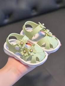 Toddler Girls' Sandals, Summer Baby Infant Closed Toe Sandals, Fashion Soft Bottom Hook And Loop Shoes - Green - View 3