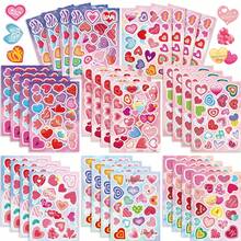 8/16/32/48 piezas Pegatinas del Día de San Valentín, Pegatinas coloridas con forma de corazón para el Día de San Valentín, Etiquetas con forma de corazón, Adecuadas para sellar, decorar cajas, manualidades del Día de San Valentín, Ideal para fiestas infantiles, actividades escolares, recompensas en el aula, intercambio de regalos, premios de clase, relleno de bolsas de regalo, etc. - Día de San Valentín - Ver 1