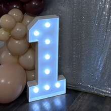 73cm Tall LED Number Light, Shining Party Decor For Holidays, Birthdays, Weddings, Graduations, Great For Photos, Illuminating Party Supplies - White - View 2