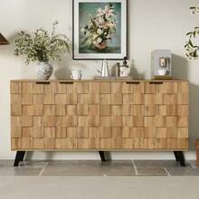 Modern 4-Door Sideboard, 160.5 X 35.5 X 78 Cm – Practical Design For The Living Room, Bedroom And Dining Room - 自然木色 - 查看 1